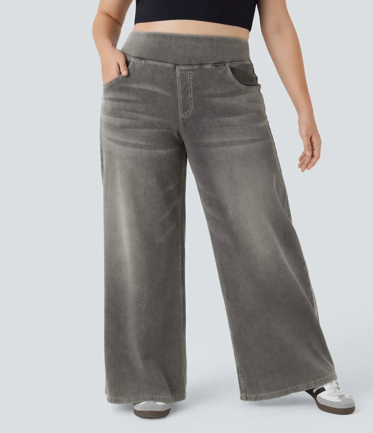 🔥 Black Friday SALE-Stretchy Pull-On Wide-Leg Knit Jeans