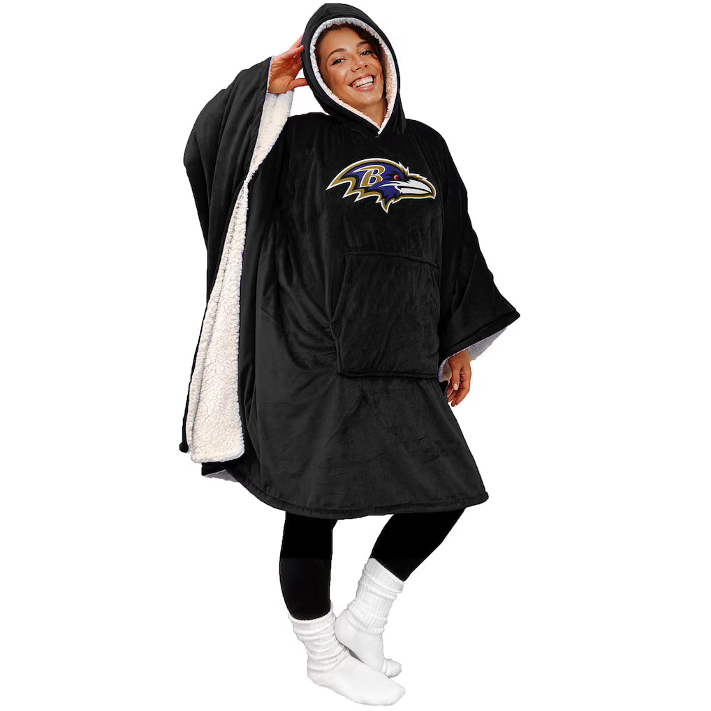 Final Clearance - 60" x 80" Wearable Hooded Blanket with Logo Patch