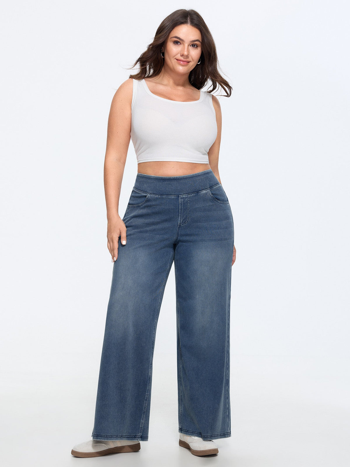 🔥 Black Friday SALE-Stretchy Pull-On Wide-Leg Knit Jeans
