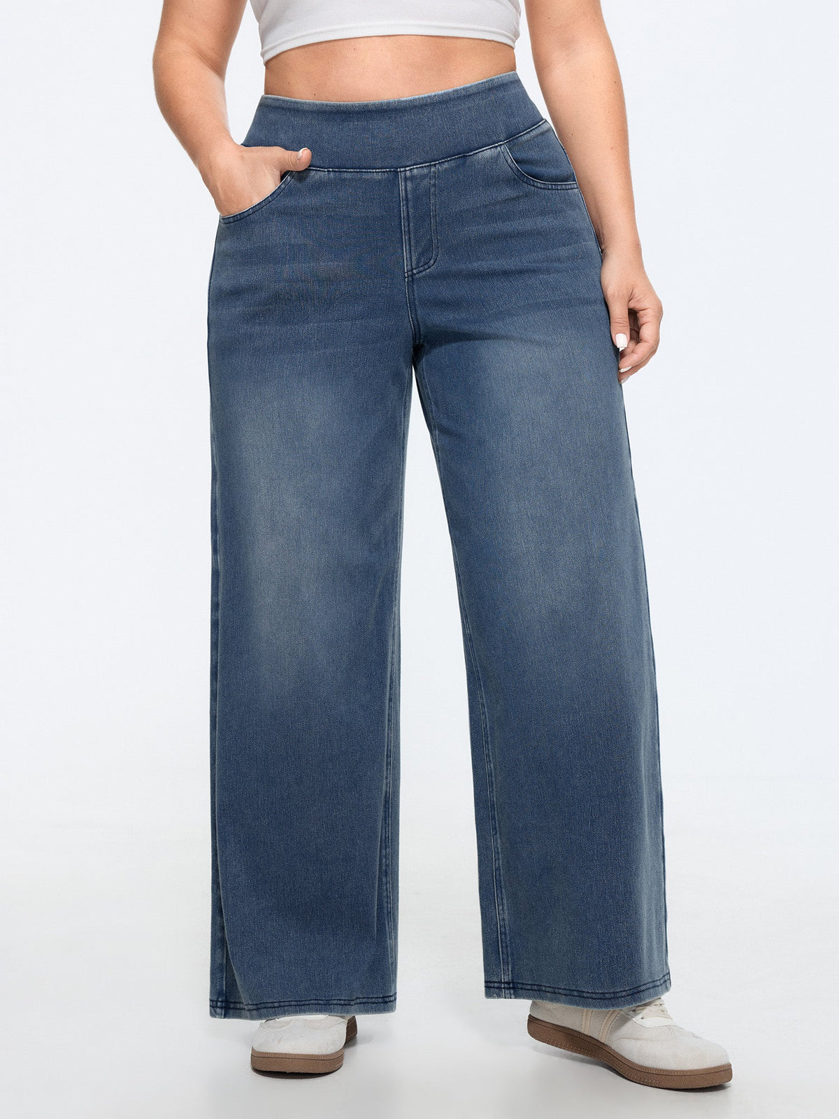 🔥 Black Friday SALE-Stretchy Pull-On Wide-Leg Knit Jeans