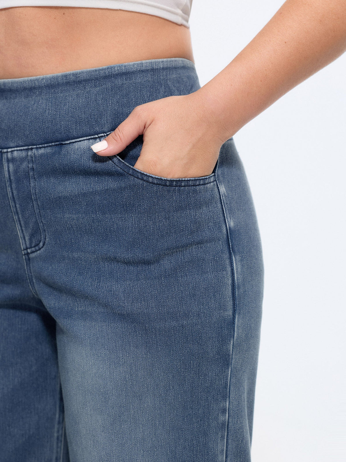 🔥 Black Friday SALE-Stretchy Pull-On Wide-Leg Knit Jeans