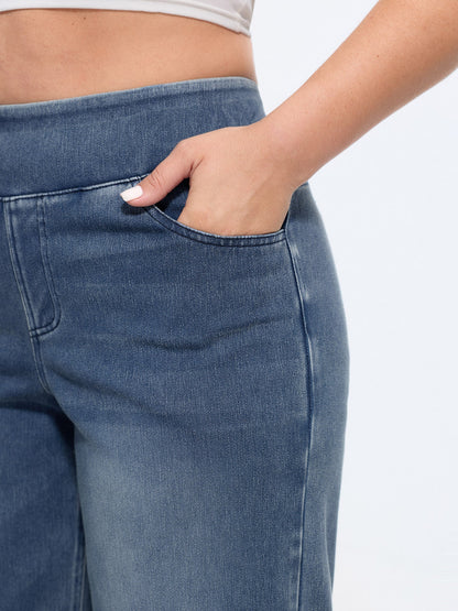 🔥 Black Friday SALE-Stretchy Pull-On Wide-Leg Knit Jeans