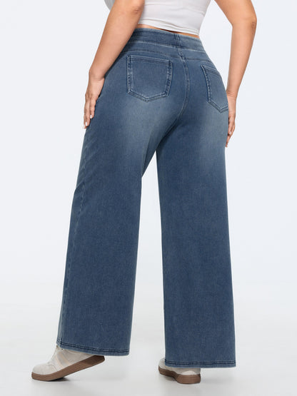 🔥 Black Friday SALE-Stretchy Pull-On Wide-Leg Knit Jeans