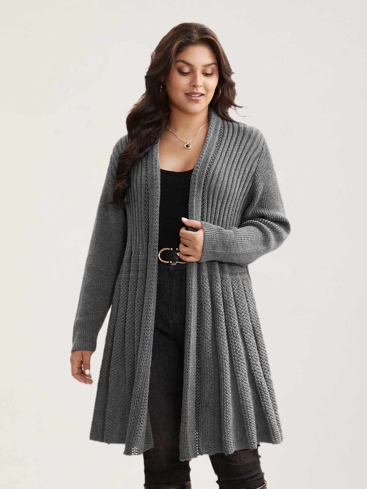 🔥 MAJOR SALE-Women's Textured Long Cardigan – Relaxed Kimono-Style Open Front Sweater