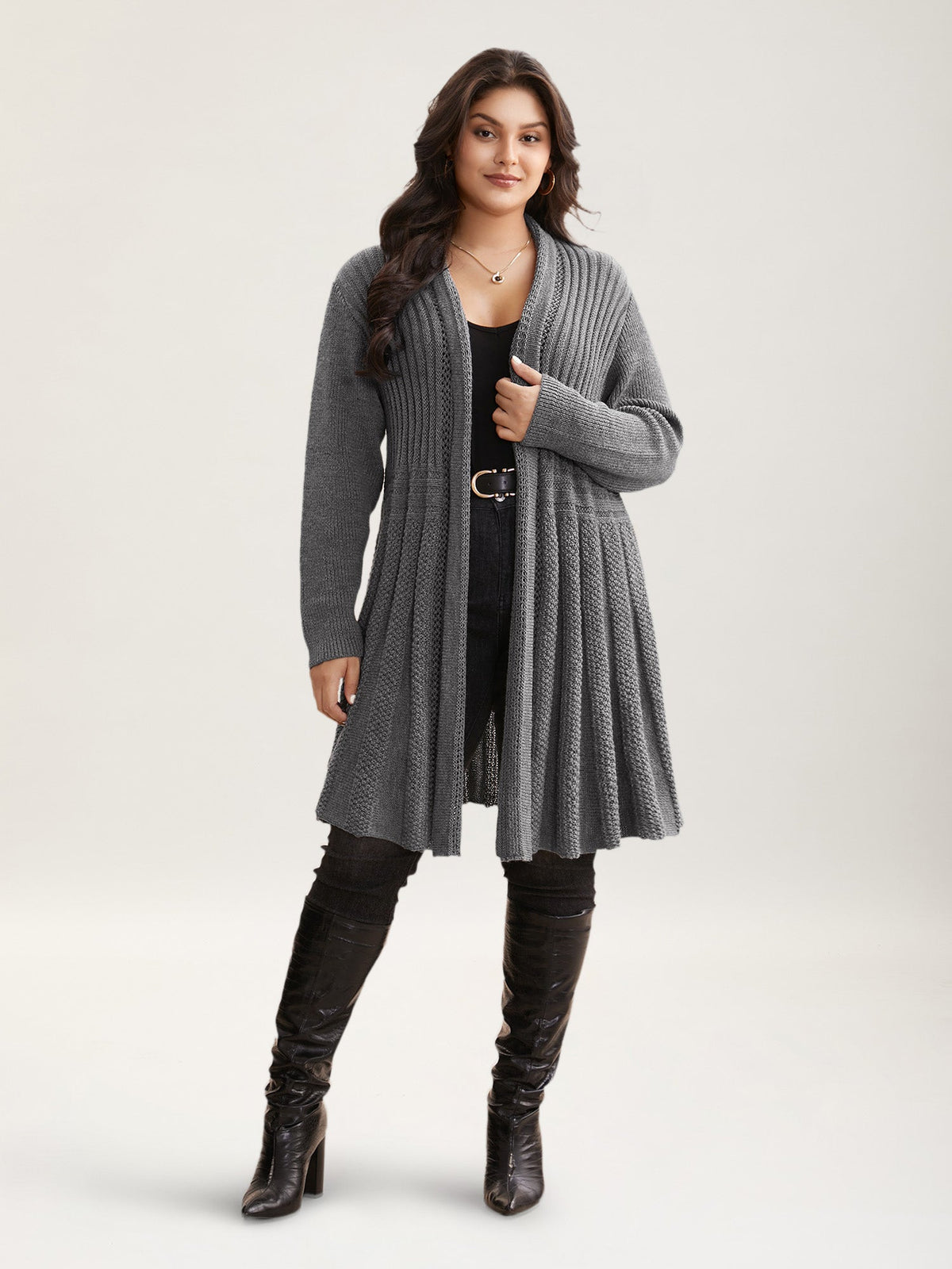 🔥 MAJOR SALE-Women's Textured Long Cardigan – Relaxed Kimono-Style Open Front Sweater