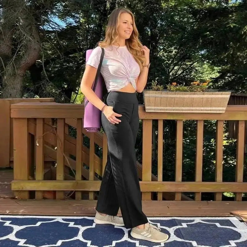 "💘Women's High-Waist Wide Leg Pants – Business Casual Yoga Dress Pants with Pockets"