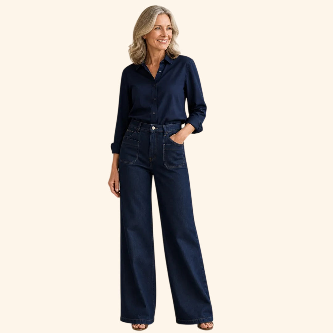 ⏰Clearance Sale⚡Women's Wide-Leg Jeans with Patch Pockets & Relaxed Fit