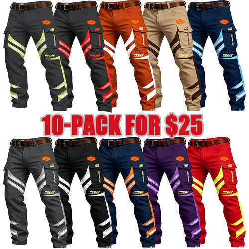 Men's Casual Fall & Winter Button Long Pants with Pockets, Slim Fit Ankle-Length Workwear