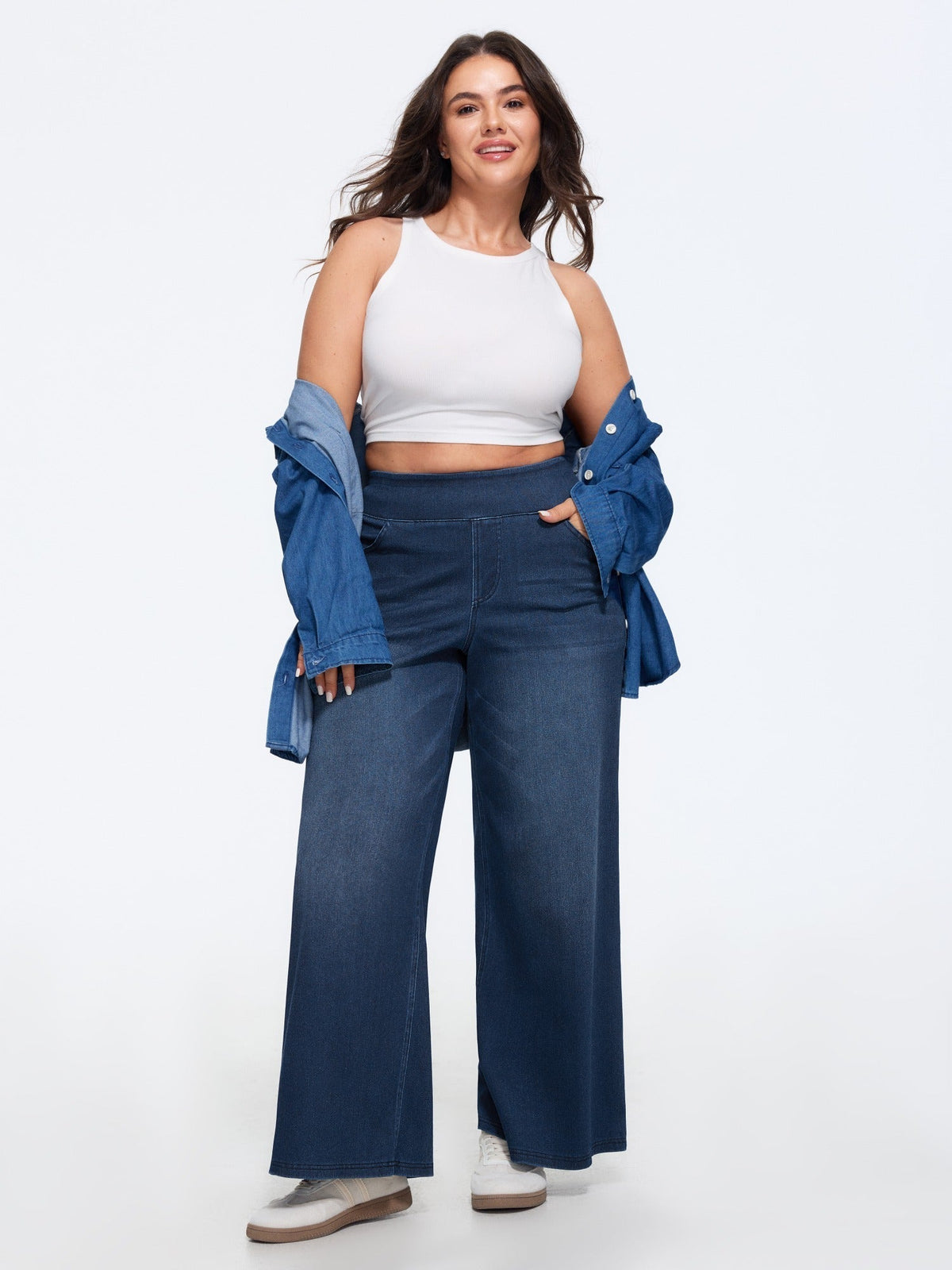🔥 Black Friday SALE-Stretchy Pull-On Wide-Leg Knit Jeans