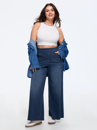 🔥 Black Friday SALE-Stretchy Pull-On Wide-Leg Knit Jeans