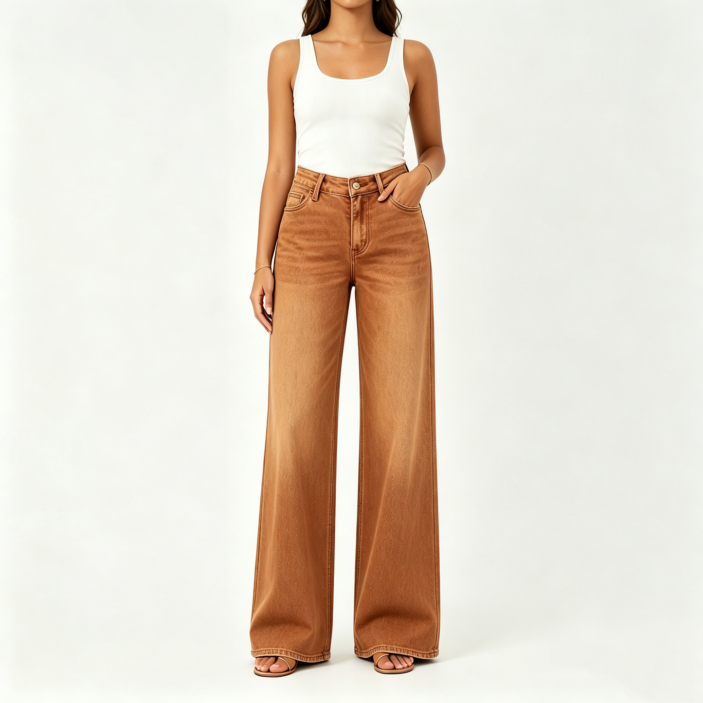 "Rise Baggy Stretchy Wide Leg Jeans"