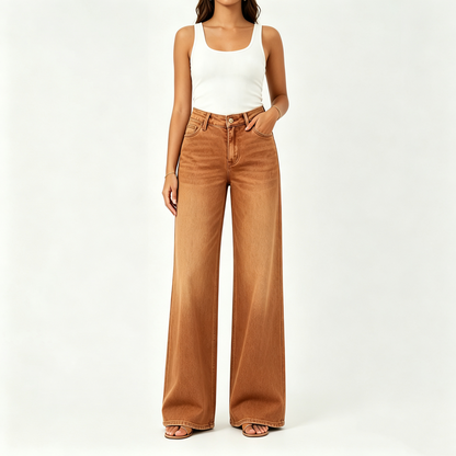 "Rise Baggy Stretchy Wide Leg Jeans"