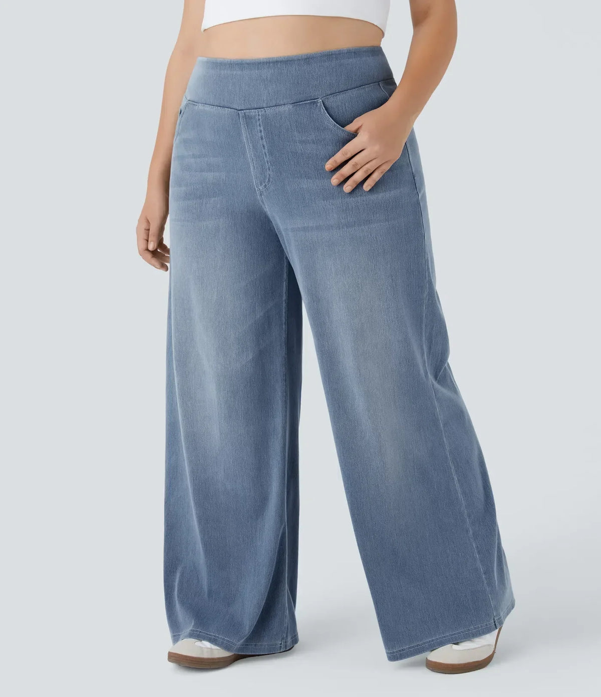 🔥 Black Friday SALE-Stretchy Pull-On Wide-Leg Knit Jeans