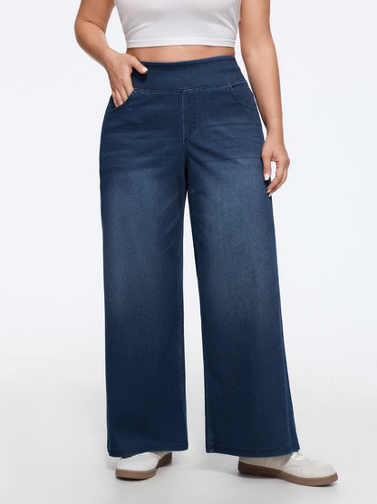 🔥 Black Friday SALE-Stretchy Pull-On Wide-Leg Knit Jeans
