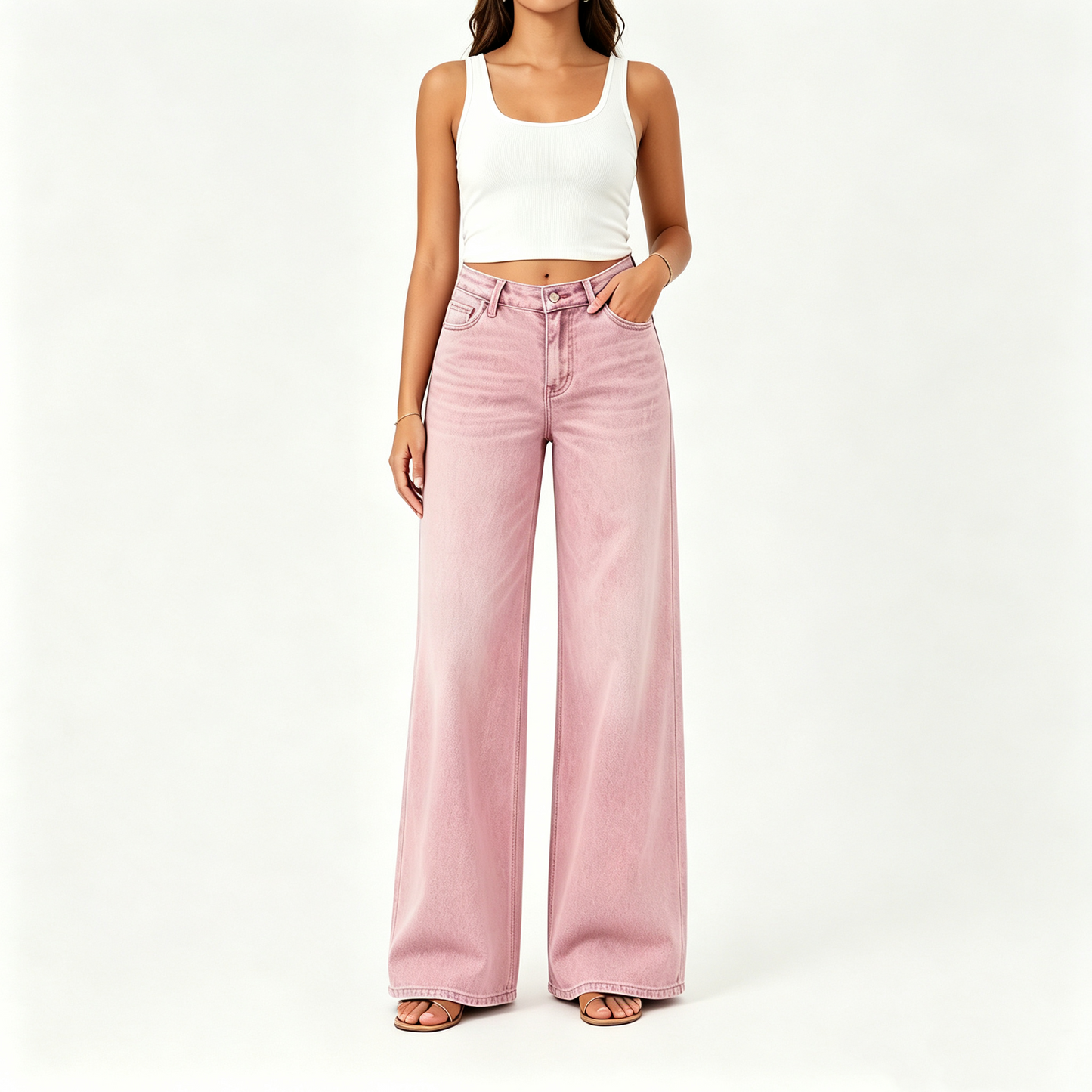 "Rise Baggy Stretchy Wide Leg Jeans"