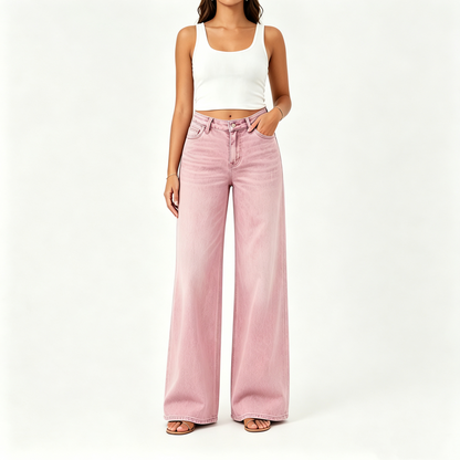 "Rise Baggy Stretchy Wide Leg Jeans"