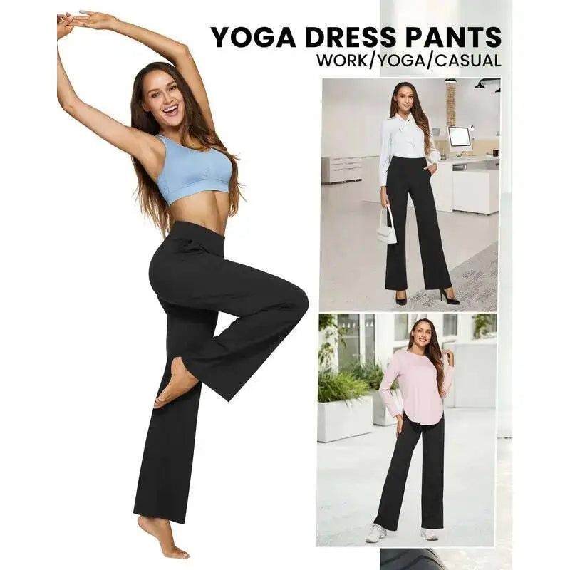 "💘Women's High-Waist Wide Leg Pants – Business Casual Yoga Dress Pants with Pockets"