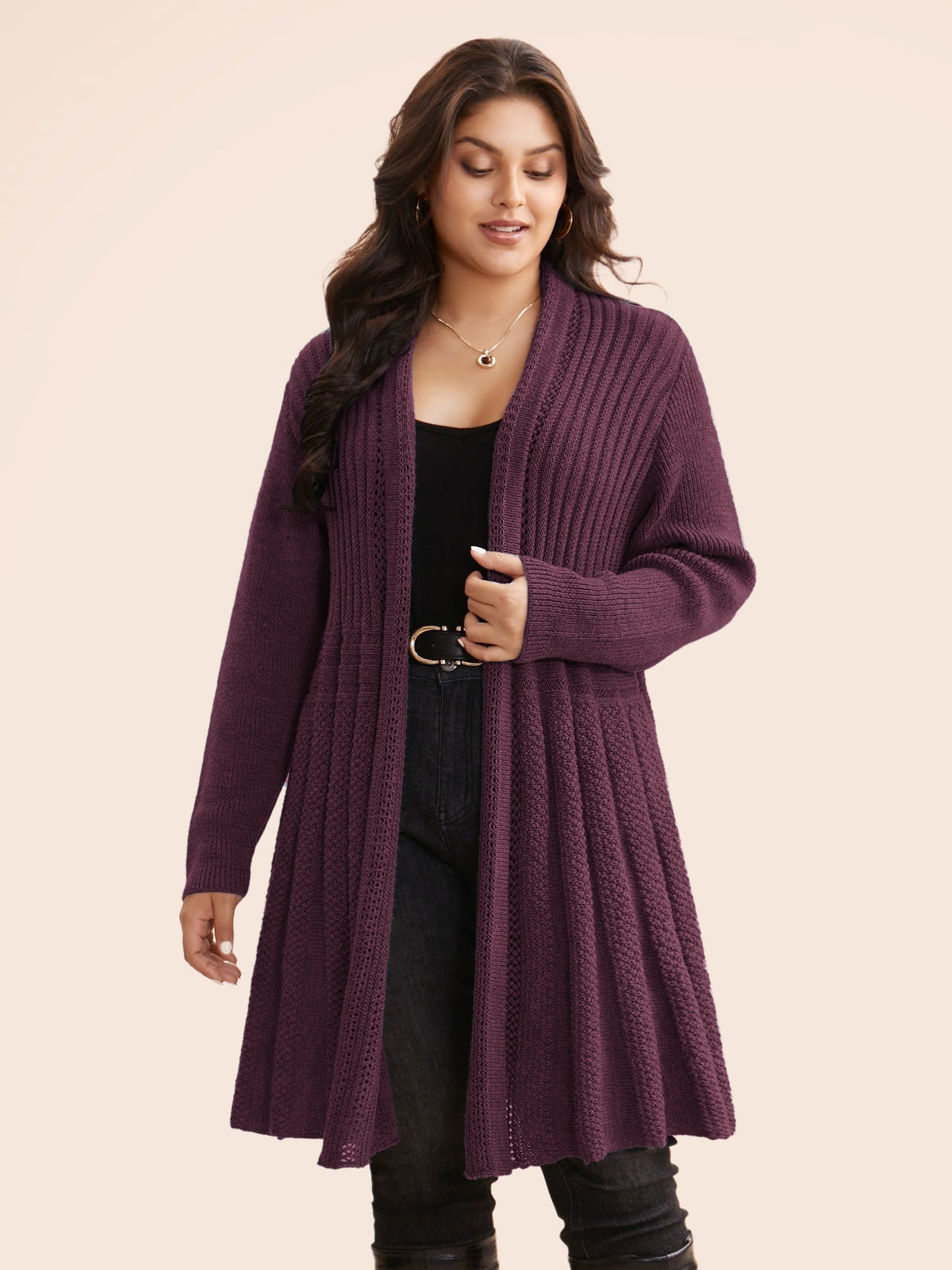 🔥 MAJOR SALE-Women's Textured Long Cardigan – Relaxed Kimono-Style Open Front Sweater