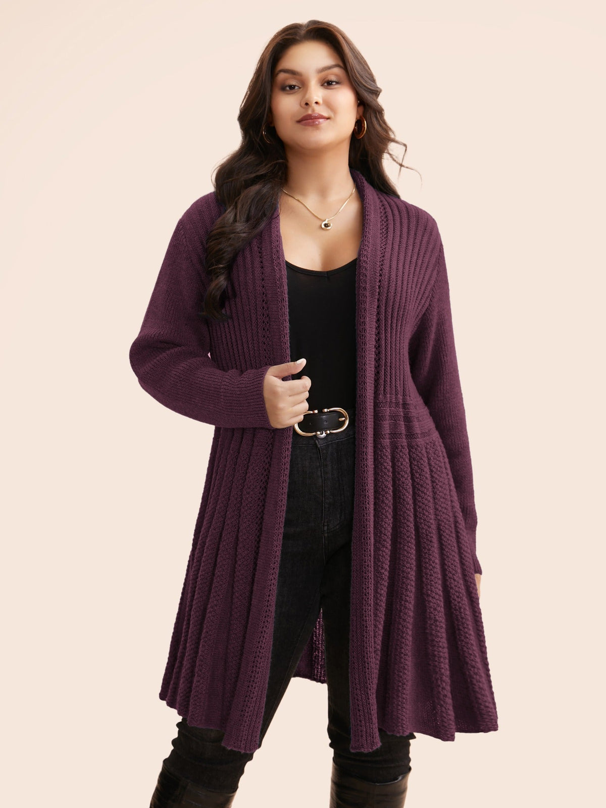 🔥 MAJOR SALE-Women's Textured Long Cardigan – Relaxed Kimono-Style Open Front Sweater