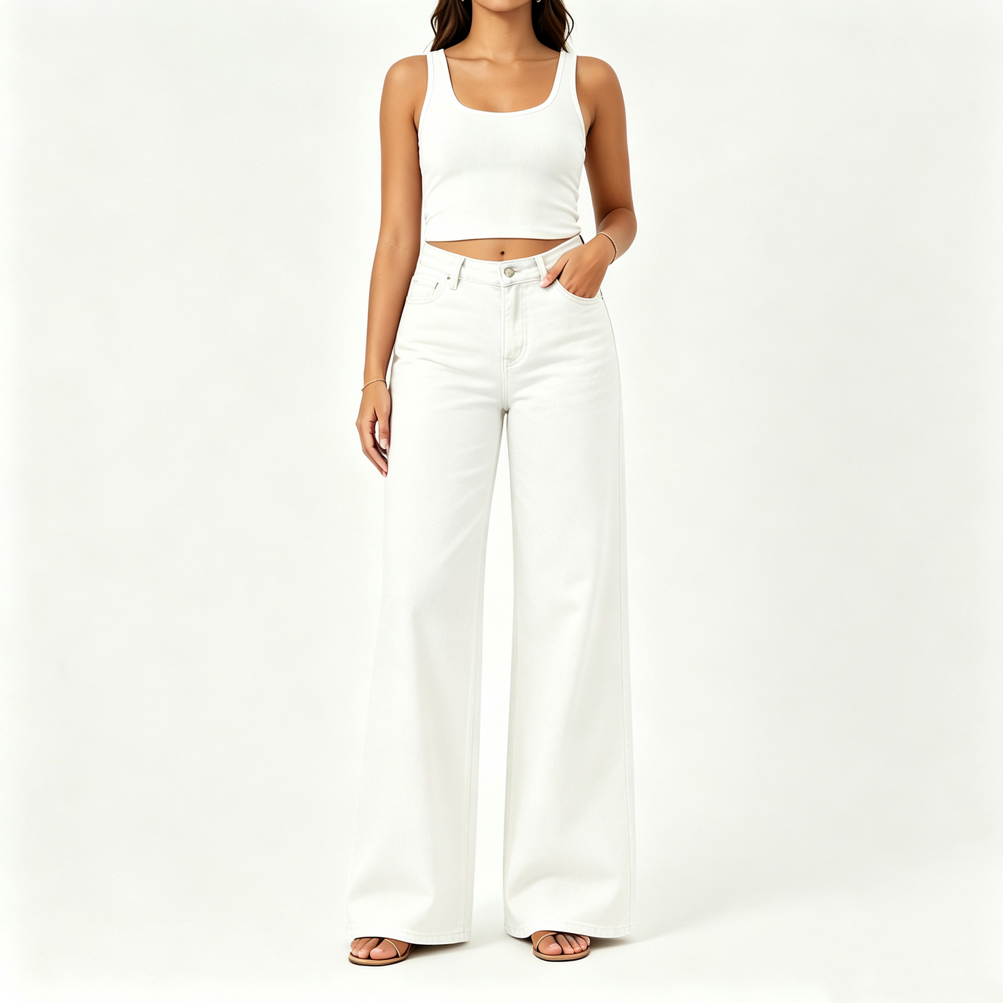 "Rise Baggy Stretchy Wide Leg Jeans"