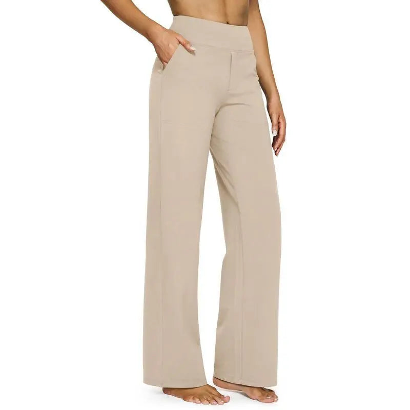 "💘Women's High-Waist Wide Leg Pants – Business Casual Yoga Dress Pants with Pockets"