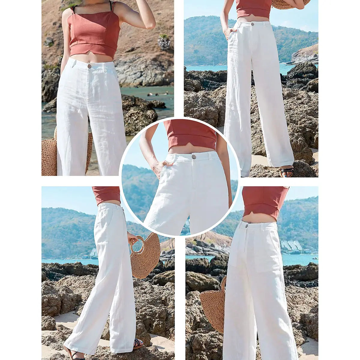 ⚡LAST 2 DAYS⚡- Women's Casual High Waist Linen Wide Leg Trousers