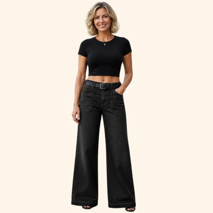 ⏰Clearance Sale⚡Women's Wide-Leg Jeans with Patch Pockets & Relaxed Fit