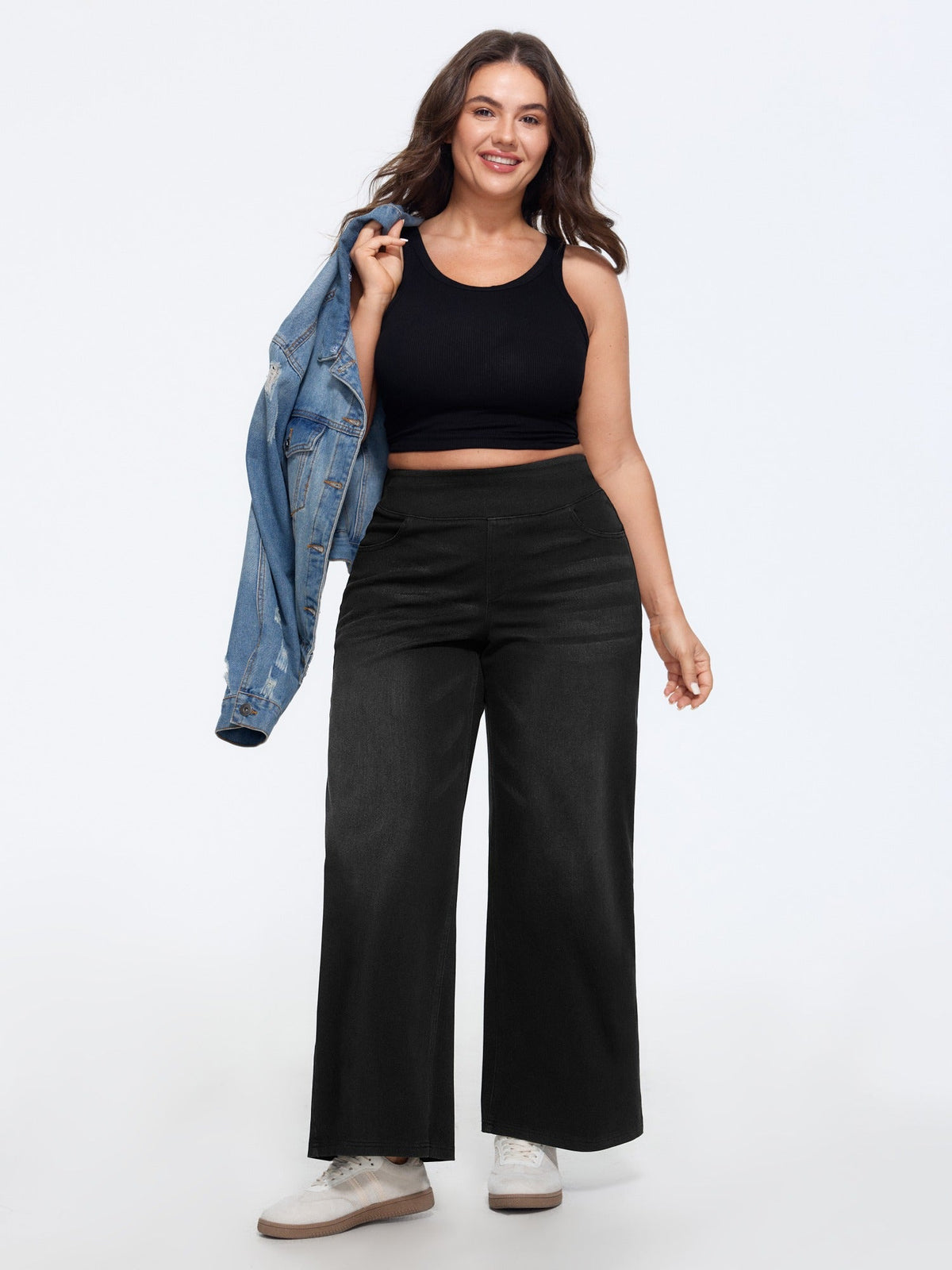 🔥 Black Friday SALE-Stretchy Pull-On Wide-Leg Knit Jeans