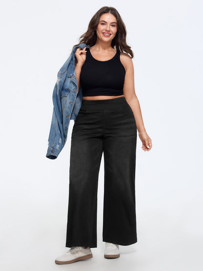 🔥 Black Friday SALE-Stretchy Pull-On Wide-Leg Knit Jeans