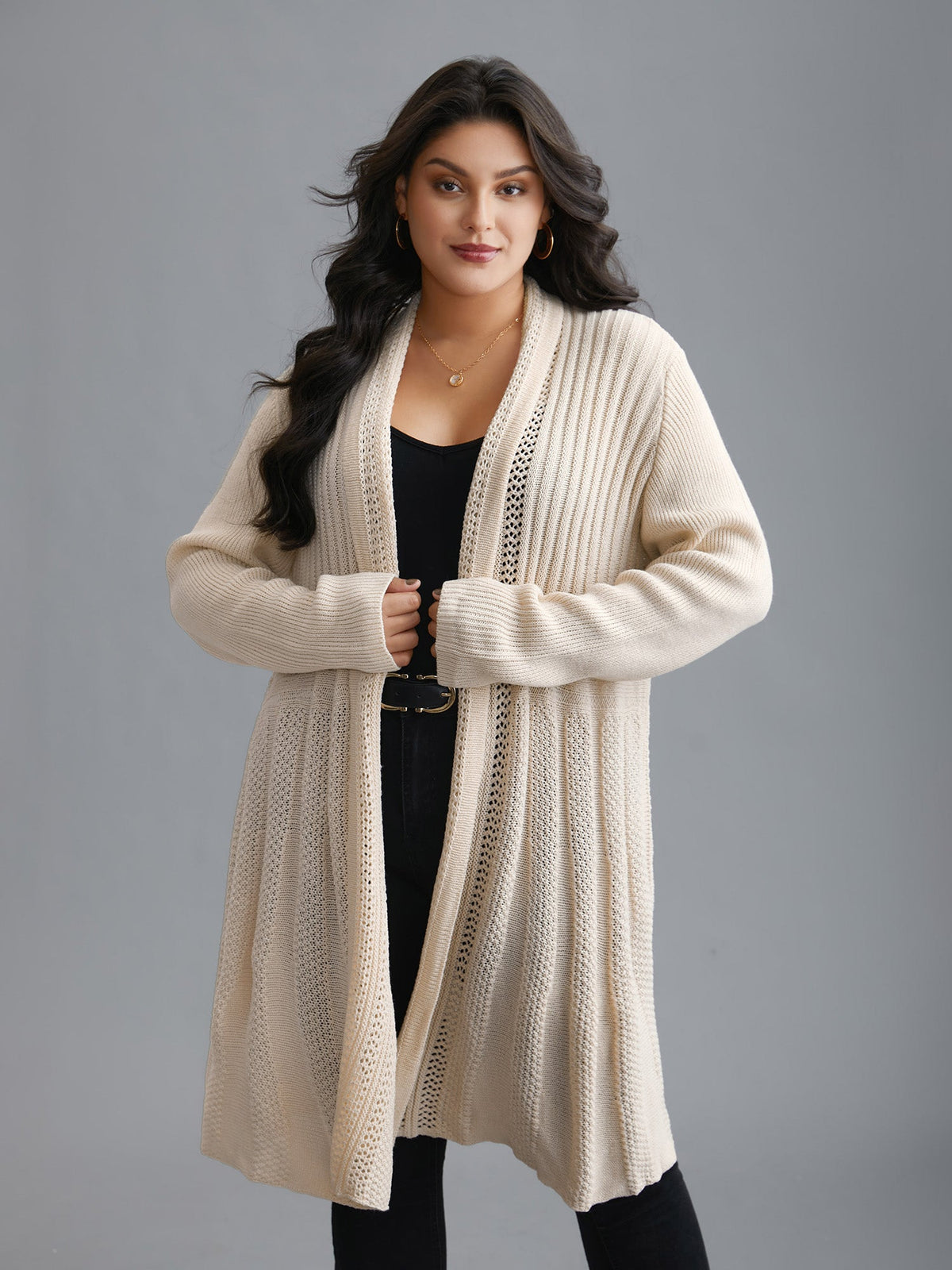 🔥 MAJOR SALE-Women's Textured Long Cardigan – Relaxed Kimono-Style Open Front Sweater