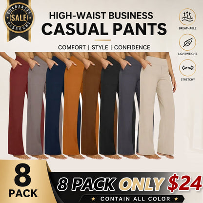 "💘Women's High-Waist Wide Leg Pants – Business Casual Yoga Dress Pants with Pockets"