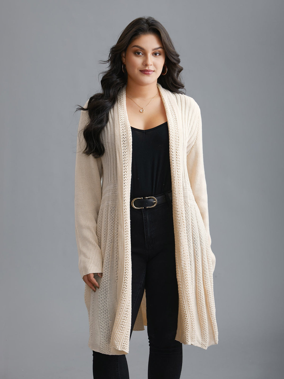 🔥 MAJOR SALE-Women's Textured Long Cardigan – Relaxed Kimono-Style Open Front Sweater