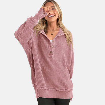 Womens Hoodie Oversized Button Up Sweatshirt