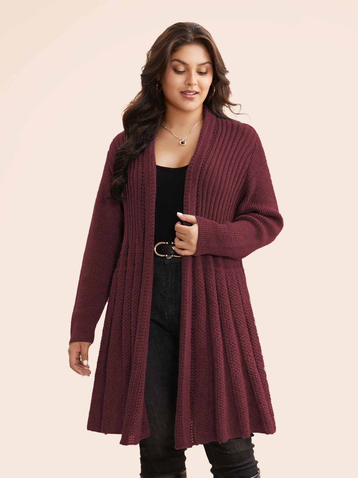 🔥 MAJOR SALE-Women's Textured Long Cardigan – Relaxed Kimono-Style Open Front Sweater