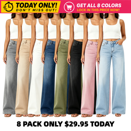 "Rise Baggy Stretchy Wide Leg Jeans"