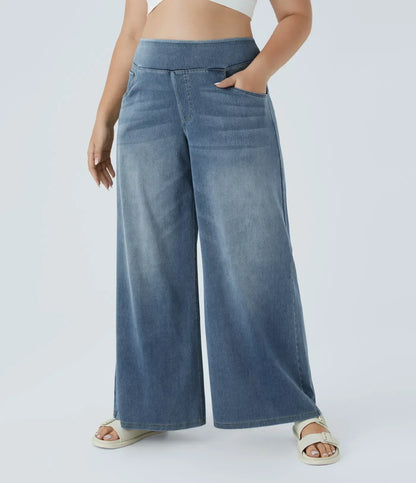🔥 Black Friday SALE-Stretchy Pull-On Wide-Leg Knit Jeans