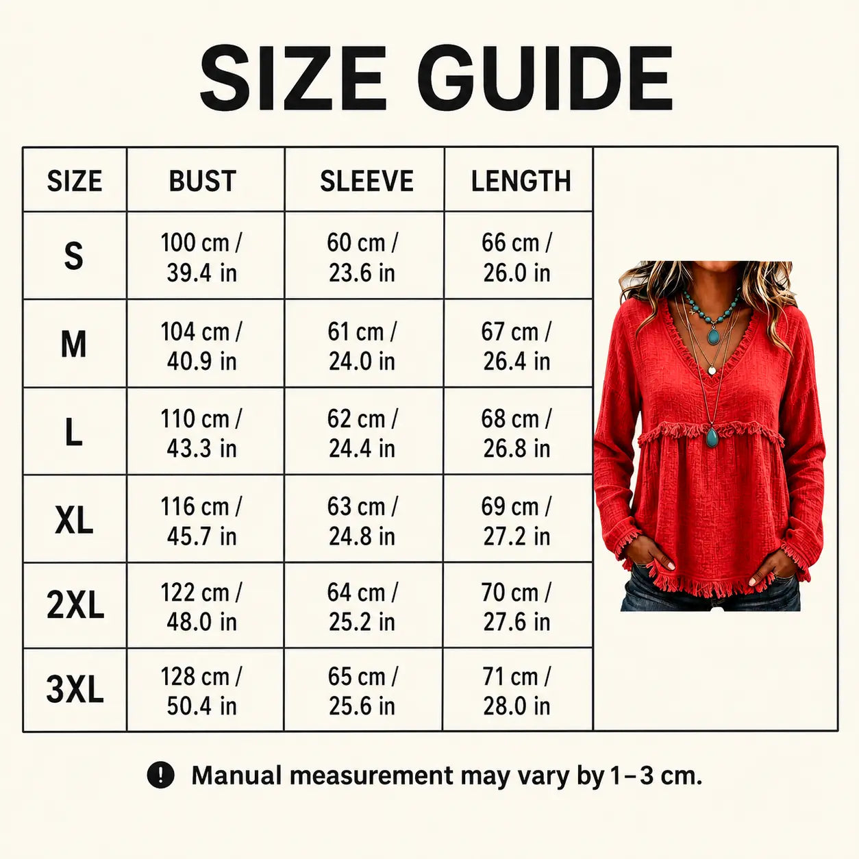 Women's Boho V Neck Long Sleeve Fringe Top Plus Size