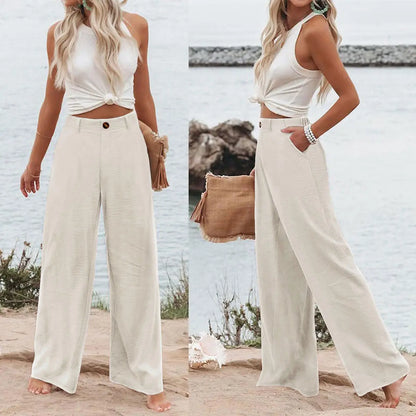 ⚡LAST 2 DAYS⚡- Women's Casual High Waist Linen Wide Leg Trousers