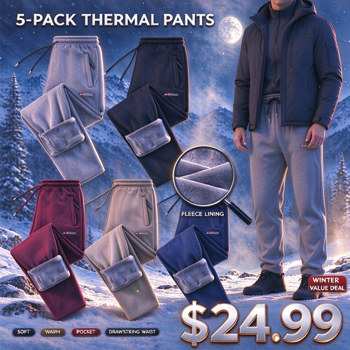 ❄️ Unisex Thickened Warm Fleece Pants