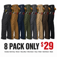 8 PACK ONLY $29 Includes: Dark Gray + Brown + Navy Blue + Olive Green + Gray + Khaki + Dark Brown + Black