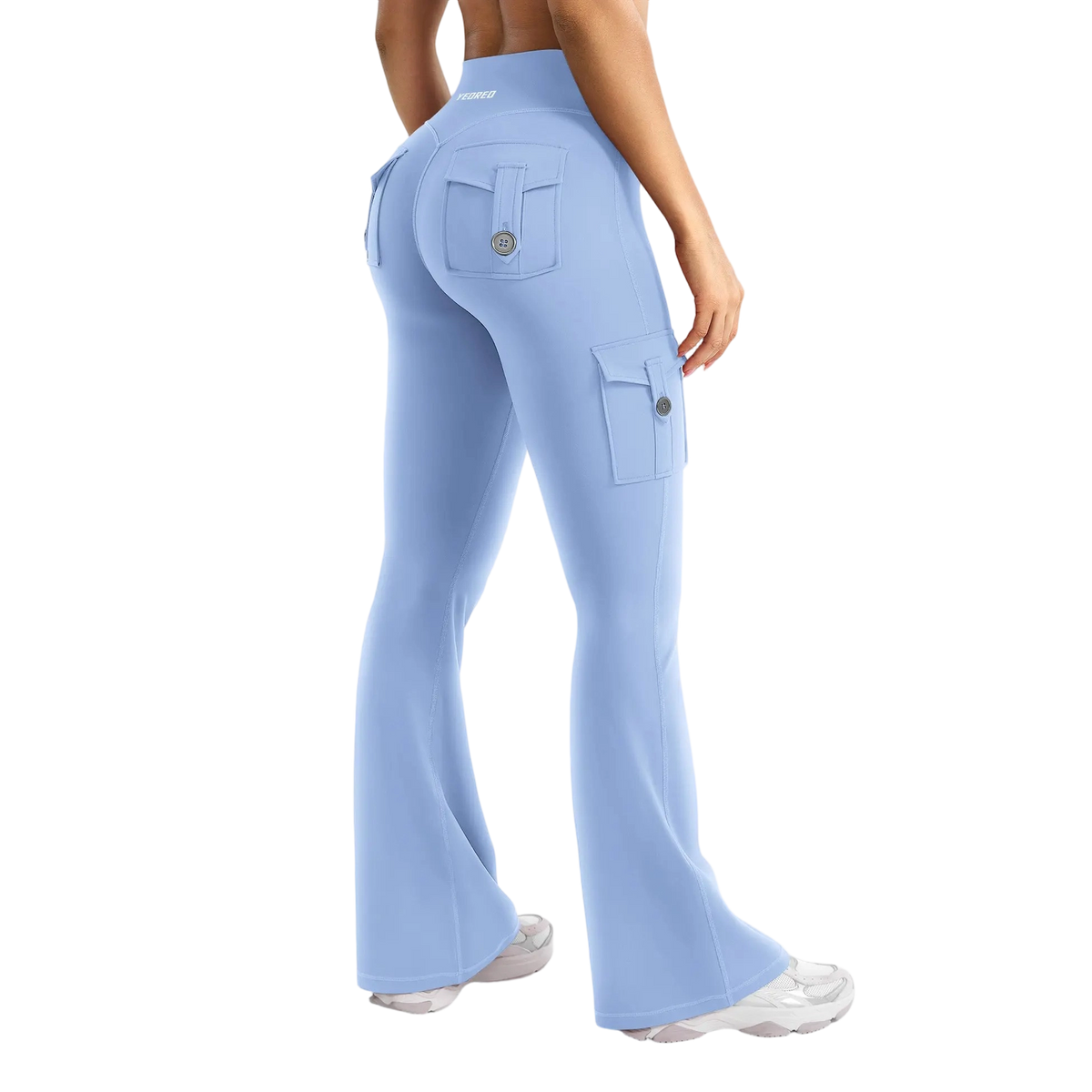 Women's Workout Flare Leggings with Pockets Hidden Scrunch High Waisted Cargo Gym Yoga