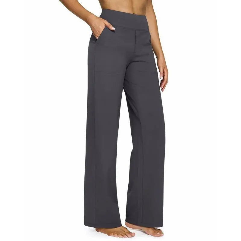 "💘Women's High-Waist Wide Leg Pants – Business Casual Yoga Dress Pants with Pockets"