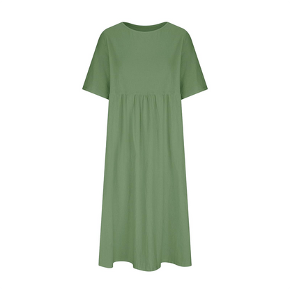 WOMEN'S CASUAL SUMMER PLEATED LINEN MAXI DRESS