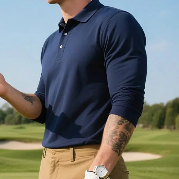 🔥 BESTSELLER | 10PCS $24.63 | Men's Lightweight Long-Sleeve Polo Shirt