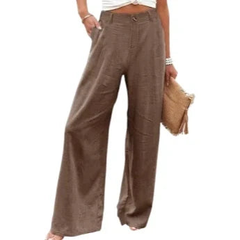 ⚡LAST 2 DAYS⚡- Women's Casual High Waist Linen Wide Leg Trousers