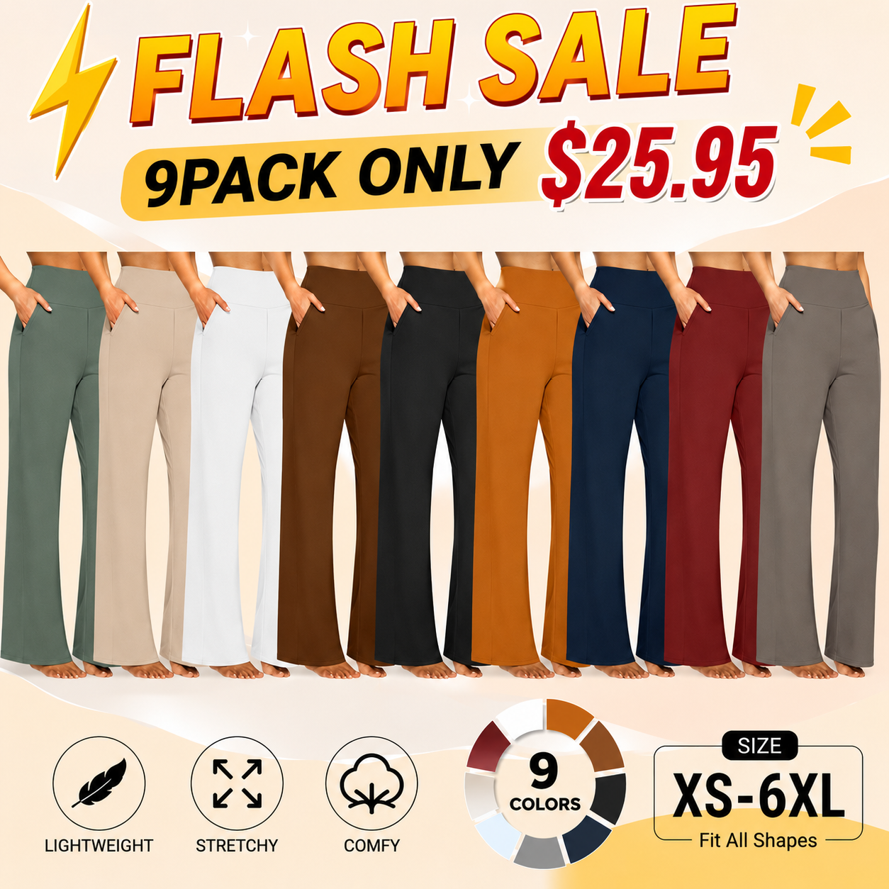 "💘Women's High-Waist Wide Leg Pants – Business Casual Yoga Dress Pants with Pockets"