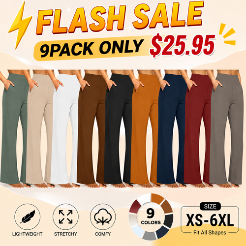 "💘Women's High-Waist Wide Leg Pants – Business Casual Yoga Dress Pants with Pockets"