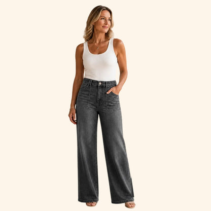 ⏰Clearance Sale⚡Women's Wide-Leg Jeans with Patch Pockets & Relaxed Fit