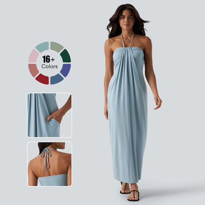❤️DEALS FOR YOU-Women's Halter Tie Back Maxi Dress