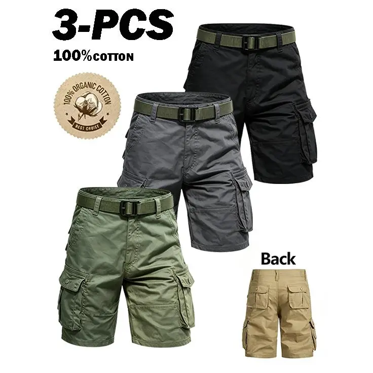 Men's Lightweight Cargo Shorts with Belt & Functional Pockets